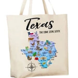 Texas State Map Souvenir Canvas Tote