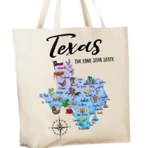 Texas State Map Souvenir Canvas Tote