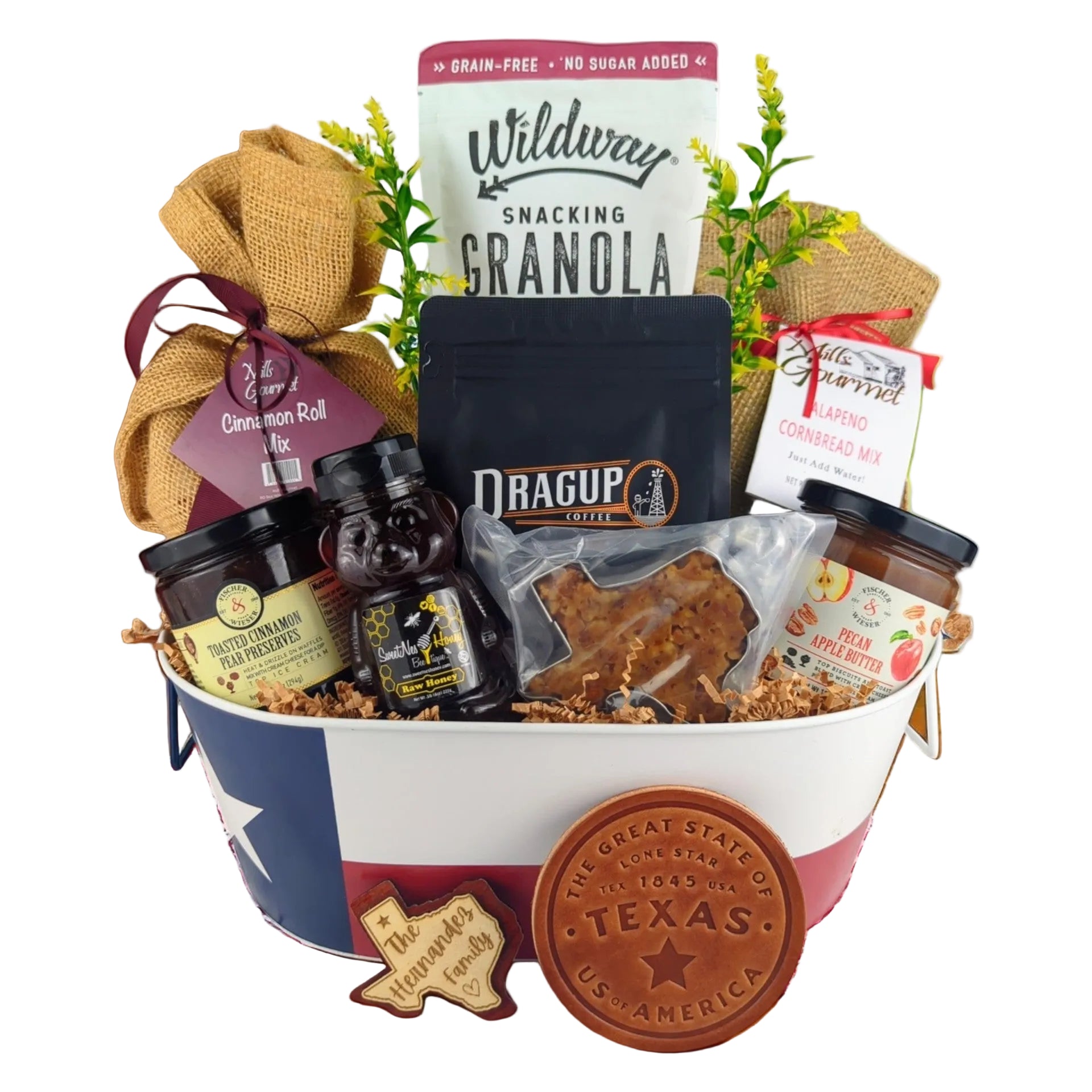 Texas Sunrise Breakfast Gift Basket with morning treats arranged for gifting