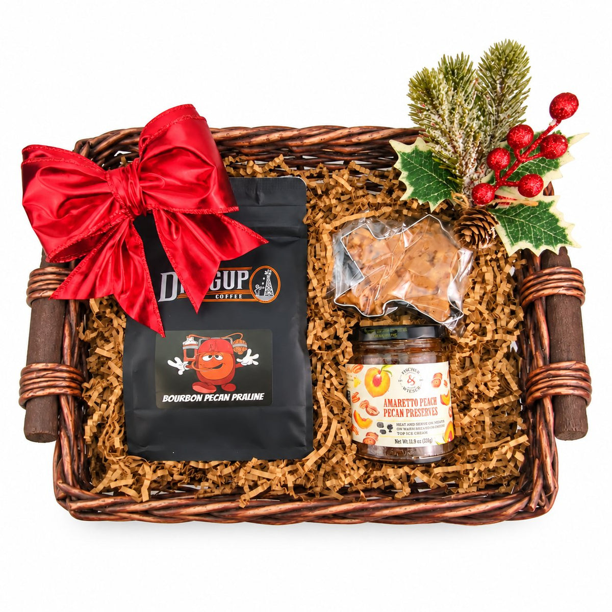 Texas, Sweet & Strong — approved square willow tray, white background