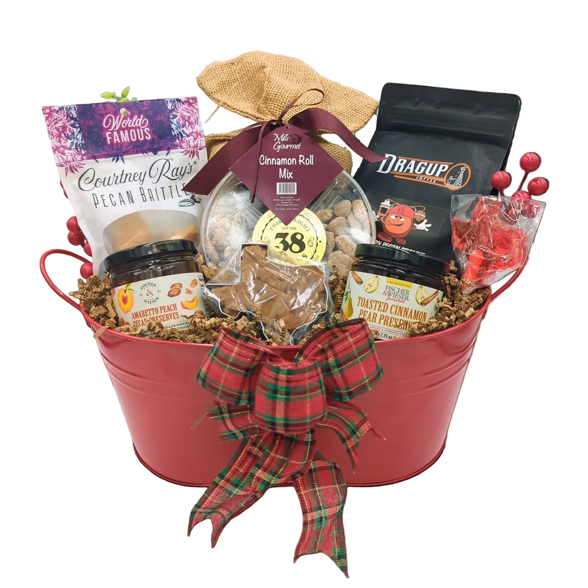 Texas Sweet Holiday Sampler filled with assorted dessert treats arranged for festive gifting