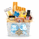 Texas Winter Table Gift Box with Texas-shaped board and eight products in a frosted poinsettia box