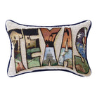 Texas word decorative pillow displayed as a Texas-themed home gift from a Texas gift shop storefront