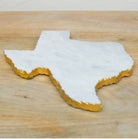 Texas Shaped Marble Serving Board White/Gold detail view from The Texas Gift Company