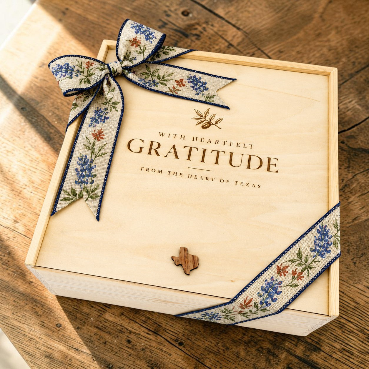 Design Your Own "With Heartfelt Gratitude From the Heart of Texas" Wood Gift Box