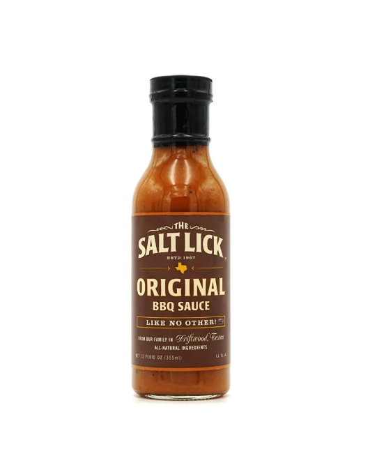 The Salt Lick BBQ original sauce bottle displayed as a classic Texas barbecue cooking gift from The Texas Gift Company storefront