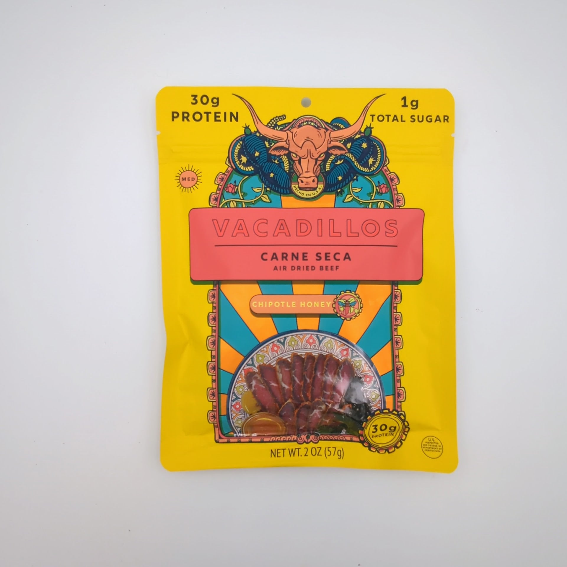 Vacadillos carne seca chipotle honey flavored beef snack packaged as a bold Texas snack gift from The Texas Gift Company storefront