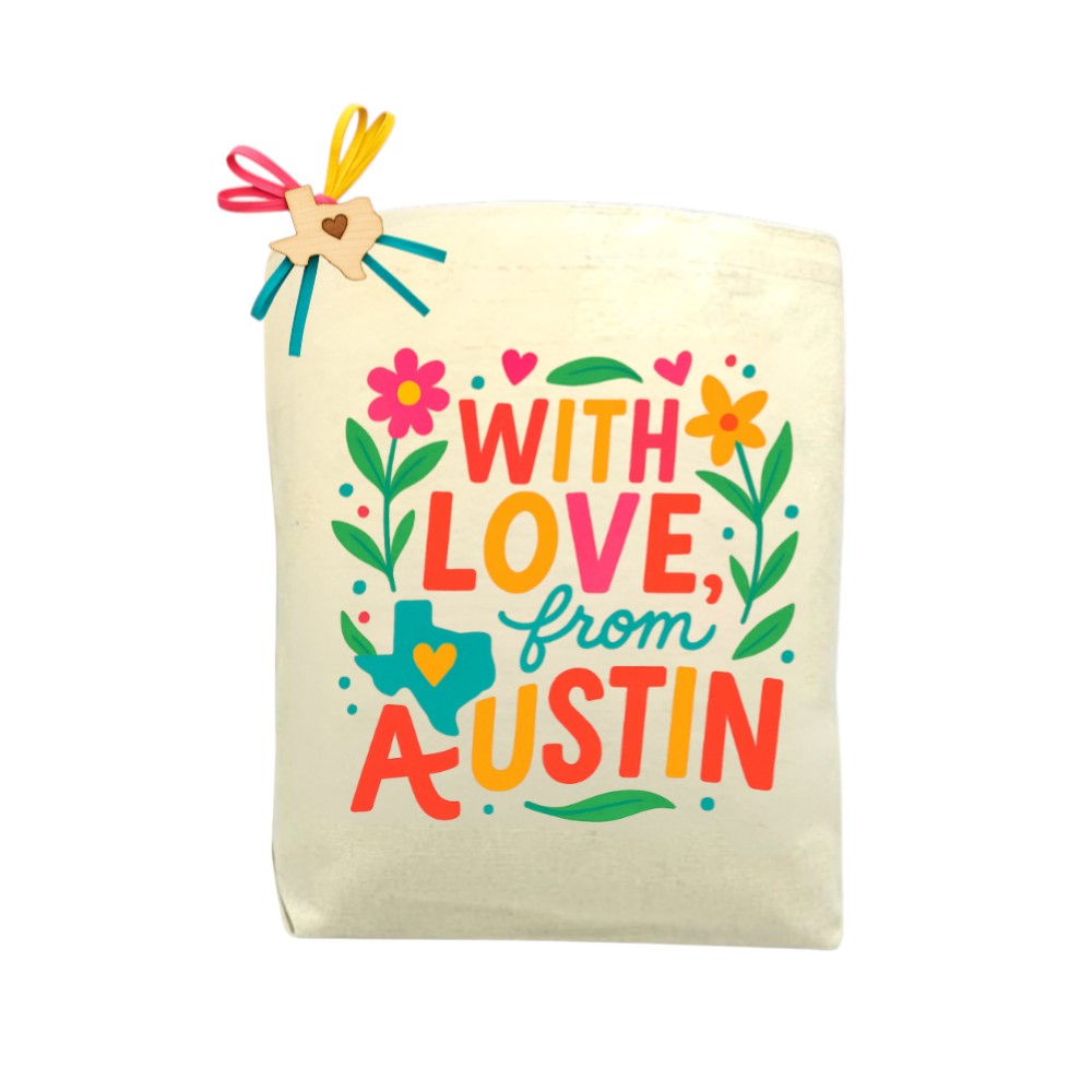 With Love, from Austin Tote Bag shown celebrating Austin’s creative city spirit