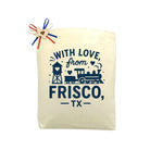 With Love from Frisco, TX Canvas Tote Bag featured as a heartfelt Frisco hometown tote