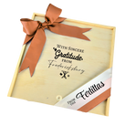 With Sincere Gratitude from Fredericksburg Wooden Box featured as a Hill Country–inspired thank-you gift