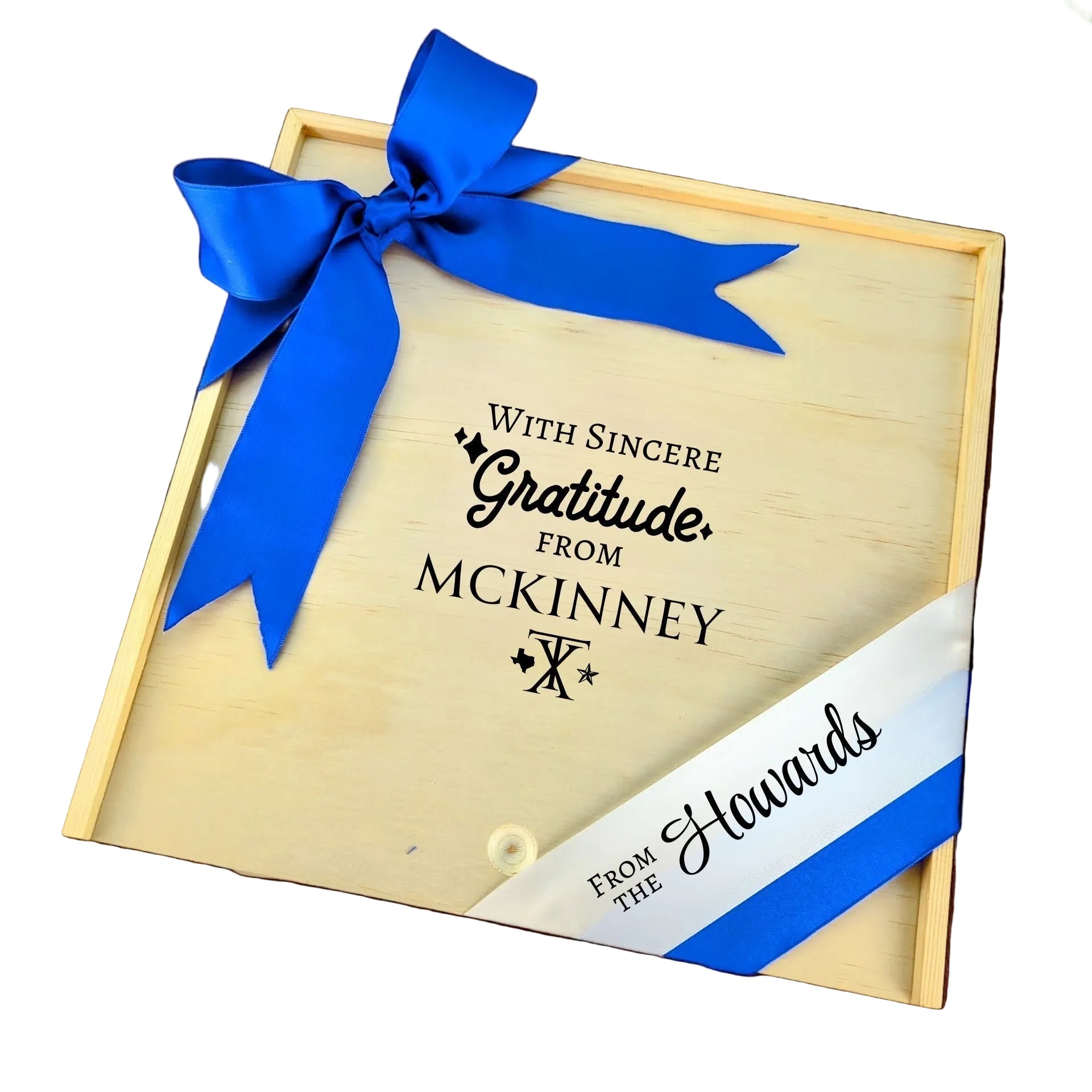 With Sincere Gratitude from McKinney Wooden Box featured as a North Texas–inspired thank-you gift