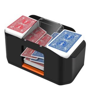 1/2 Decks Quiet & Rechargeable Card Shuffler, Automatic One-Press AUTO & Manual Mode 2000 MAh Rapid Shuffling Electric Shuffler for Casino Blackjack, Texas Hold'em, Card Games