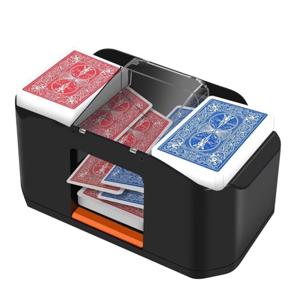 1/2 Decks Quiet & Rechargeable Card Shuffler, Automatic One-Press AUTO & Manual Mode 2000 MAh Rapid Shuffling Electric Shuffler for Casino Blackjack, Texas Hold'em, Card Games