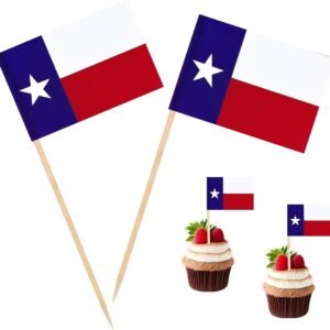 100 Pcs Texas Toothpick Flag Texas State Small Mini Cocktail Fruit Cupcakes Toppers Food Stick Flags Decorations