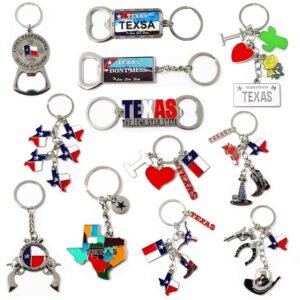 12 Pcs Texas Keychain Metal Keychains, 4 Bottle Openers, Texas State, Flag, I Love Texas, License Plate, Map, Don't Mess With Texas, Longhorn, Boot, Cactus, Texas Key chain...