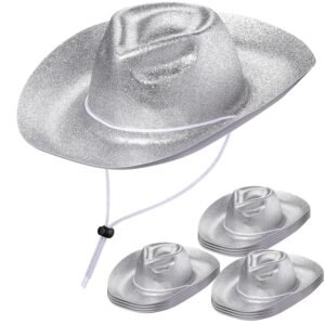12 Pcs Western Cowgirl Hats Bulk Plastic Neon Glitter Wide Brimmed Cowboy Party Hat for Men Women Disco Costume Halloween