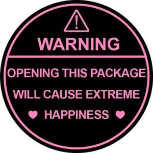 150pcs 2 inch Black Pink Warning Opening This Package Will Cause Extreme Happiness Sticker