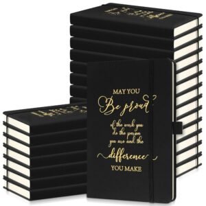 20 Pcs Employee Appreciation Gifts for Christmas Thank You Leather Journal Notebook Team Gift for Coworker Staff Inspirational Notebook for Housekeeping Week(Black Matt Gold...