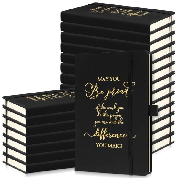 20 Pcs Employee Appreciation Gifts for Christmas Thank You Leather Journal Notebook Team Gift for Coworker Staff Inspirational Notebook for Housekeeping Week(Black Matt Gold...