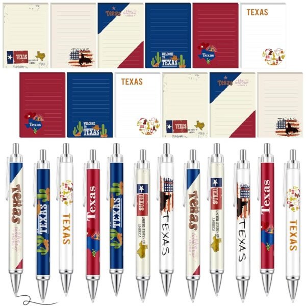 24 Pcs Texas Notepads with Pens Cute Self Stick Notes Pens Gifts Set for Lover Sticky Notes Ballpoint Bulk for Traveler Birthday Christmas Party Gifts(red, Blue)