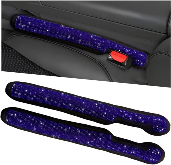 2PCS Bling Car Seat Gap Filler, Sparkling Rhinestone Side Seat Gap Blocker Stop Things from Dropping, Soft Foam Car Truck Filler Blocker Fill The Gaps Between Seats and Console...