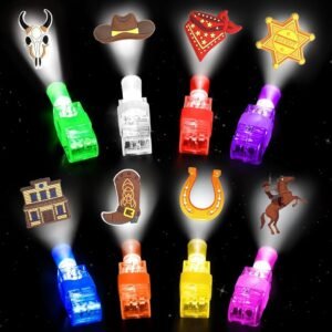 32PCS Western Cowboy Party Favors LED Finger Lights Glow in the Dark Toys Gifts Bulk for Kids Birthday Stocking Goodie Bag Stuffers Party Decorations Back to School Supplies...