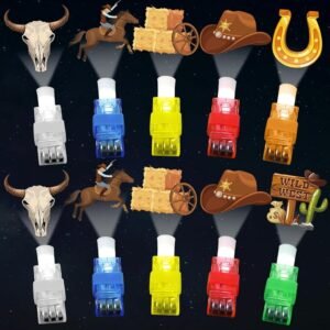 36 PCS Western Party Favors Cowboy LED Light Up Finger Lights, Glow in the Dark Wild West Party Finger Flashlight Bulk for Last Rodeo Goodie Treat Bags Stuffers Vintage Cowgirl...
