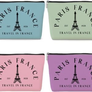 4 Pack Parisian Makeup Bag Paris Gifts for Paris Lover Travel in France Cosmetic Bag France City Toiletry Bag French Souvenirs for Women Friend Mom Sister Girls Trip Gifts...