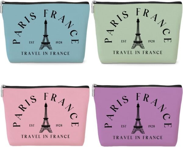 4 Pack Parisian Makeup Bag Paris Gifts for Paris Lover Travel in France Cosmetic Bag France City Toiletry Bag French Souvenirs for Women Friend Mom Sister Girls Trip Gifts...
