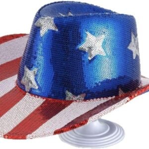 4th of July Flags Cowboy Hat, Independence Day Patriotic Party Supplies USA Memorial Day, Vintage Cow Hat for Men, Women