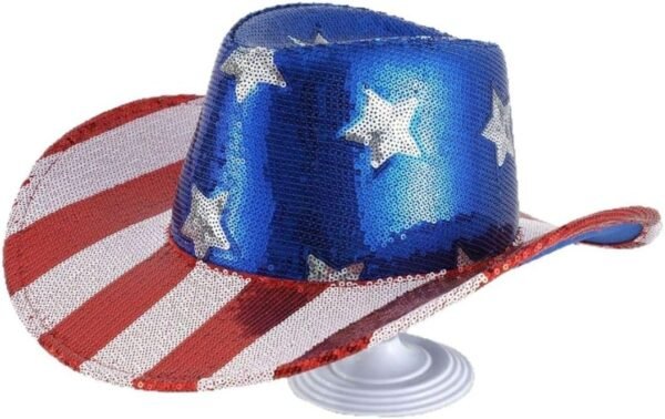 4th of July Flags Cowboy Hat, Independence Day Patriotic Party Supplies USA Memorial Day, Vintage Cow Hat for Men, Women
