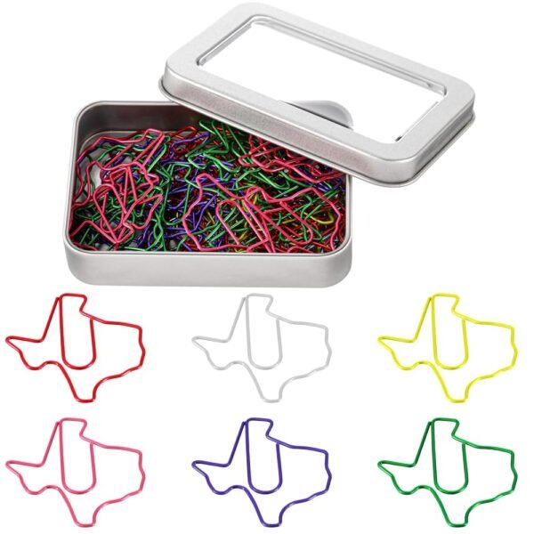 60 Pcs Texas State Shaped Paper Clips Cute Colored Paperclips Bookmark Fun Texas Souvenirs Gift for Book Lovers Students Teachers Office Back to School Supplies Home Desk...