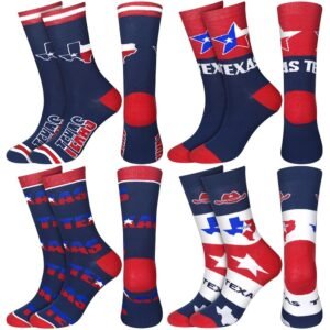8 Pairs Texas City Crew Socks Colorful Funny Travel & Cities Souvenir Texas City Socks for Birthday Christmas Men Women Gifts