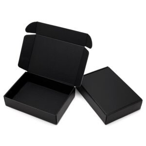 9x6.5x2 Inches Black Shipping Boxes 25 Pack - Corrugated Cardboard Mailing Box for Small Business, Tab Locking Literature Mailer Packaging Supplies for Packing Digest Size Book...