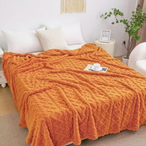 Aganear Fleece Blanket Queen Size - Plush Cozy Boho Fall Decor Throw Blanket for Couch, Sofa, Bed, Office, Warm Decorative Present for Birthday, Christmas(90"x90", Burnt Orange)