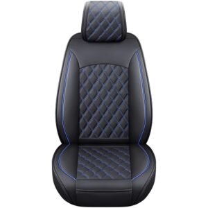 Aierxuan Toyota Tacoma Seat Covers Custom Fit 2005-2025 TRD Off-Road Overlanding Concept SR5 Double Cab Pickup Truck Waterproof Leather Front Car Cushions(2 PCS Front,Black-Blue)