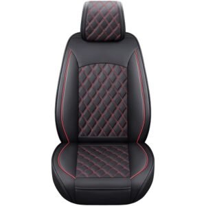 Aierxuan Toyota Tacoma Seat Covers Custom Fit 2005-2025 TRD Pro Army Green Trail Edition SR Double Cab Pickup Truck Waterproof Leather Front Car Cushions 2 PCS Front Black-Red