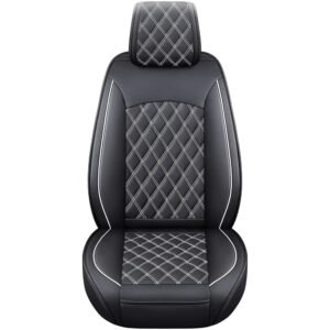 Aierxuan Toyota Tacoma Seat Covers Custom Fit 2005-2025 TRD Sport Nightshade Edition Access Cab Pickup Truck Waterproof Leather Front Car Cushions(2 PCS Front, Black-White)