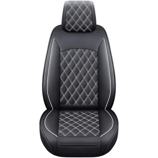Aierxuan Toyota Tacoma Seat Covers Custom Fit 2005-2025 TRD Sport Nightshade Edition Access Cab Pickup Truck Waterproof Leather Front Car Cushions(2 PCS Front, Black-White)