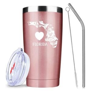 ATHAND Love Florida Map,20 Oz Stainless Steel Insulated Iced Coffee Tumbles, Funny Travel Coffee Mugs Cup Water Bottle,Birthday Gifts for Women Men Friend