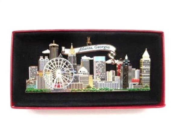 Atlanta Georgia Brass Christmas Ornament City Skyline Ferris Wheel