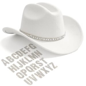AW BRIDAL Rhinestone Felt Cowboy Hats for Women Men, Engagement Bridal Shower Wedding Gifts for Couple Bride Groom Mr Mrs
