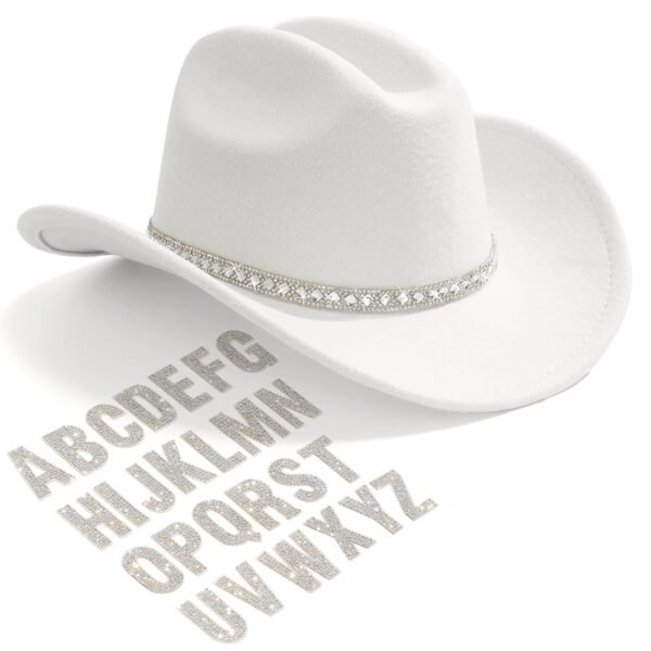 AW BRIDAL Rhinestone Felt Cowboy Hats for Women Men, Engagement Bridal Shower Wedding Gifts for Couple Bride Groom Mr Mrs