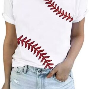 Baseball T Shirts for Women Baseball Mom Tshirt Softball Graphic Tee Tops Game Day Gifts Casual Short Sleeve Tops