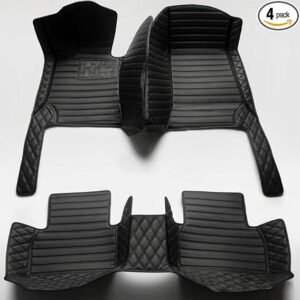 Car Floor Mats for BMW 1 2 3 4 5 6 7 8 Series X1 X2 X3 X4 X5 X6 i3 i4 i8 iX Z4 Custom Leather Truck Floor Coupe Sedan SUV Liners Pads Full Coverage All Weather Carpets (All Black)
