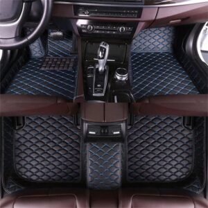 Car Floor Mats for BMW 1 2 3 4 5 6 7 8 Series X1 X2 X3 X4 X5 X6 i3 i4 i8 iX Z4 Custom Leather Truck Floor Coupe Sedan SUV Liners Pads Full Coverage All Weather Carpets (Black Blue)