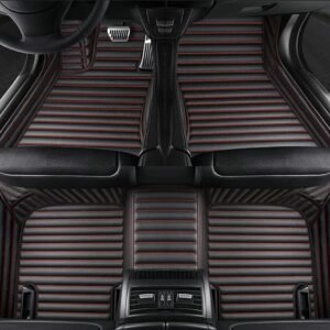 Car Floor Mats for BMW 1 2 3 4 5 6 7 8 Series X1 X2 X3 X4 X5 X6 i3 i4 i8 iX Z4 Custom Leather Truck Floor Coupe Sedan SUV Liners Pads Full Coverage All Weather Carpets (Black Red)