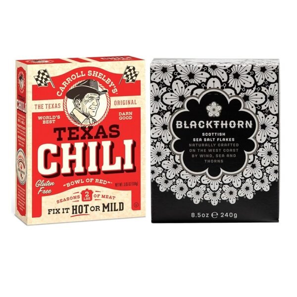 Carroll Shelby’s Texas Chili Kit + Blackthorn Scottish Sea Salt Flakes Bundle – Authentic Chili Flavor with Gourmet Finishing Salt