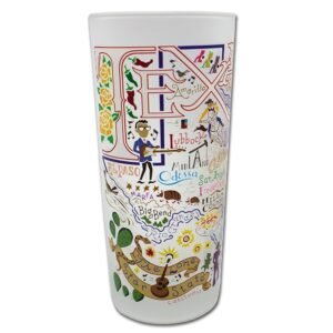 Catstudio Drinking Glass, Texas Frosted Glass Cup for Kitchen, Drinking Glasses, 15oz Dishwasher Safe Tumbler for Texas Lovers