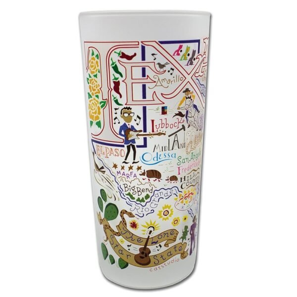 Catstudio Drinking Glass, Texas Frosted Glass Cup for Kitchen, Drinking Glasses, 15oz Dishwasher Safe Tumbler for Texas Lovers